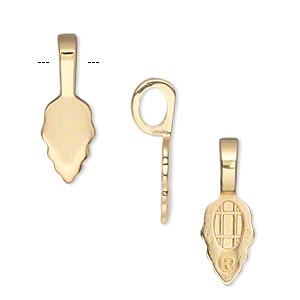 Bail, glue-on, flat base, gilded, 20x8mm, 1pcs.