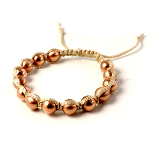 Rose-gilded steel bead, diameter 8 mm, inner hole size 2 mm, 2pcs