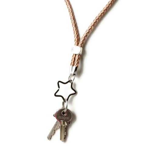 Keyrings, large star, platinum coloured, 31mm, 2pcs.