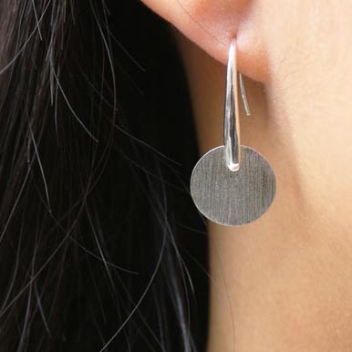 Earwires, silver, oblong teardrop, with peg, 23mm, 2pcs.