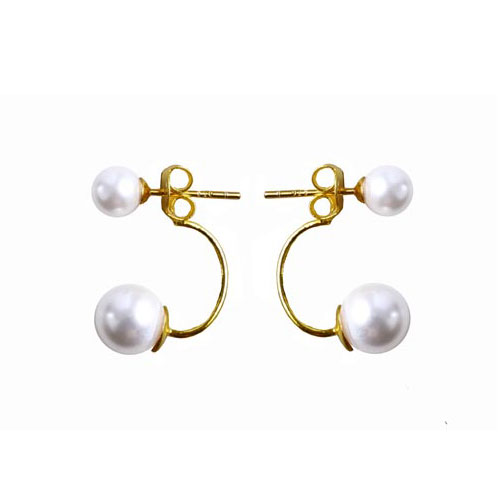 Shell pearl, large, white, half-drilled, 8mm with 1.1 mm hole, 2pcs.