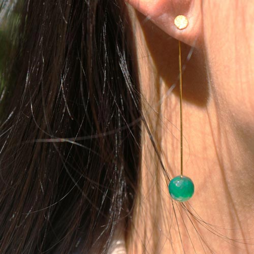 Earstuds with flat pad, brushed gold-plated silver, 6mm, 2pcs