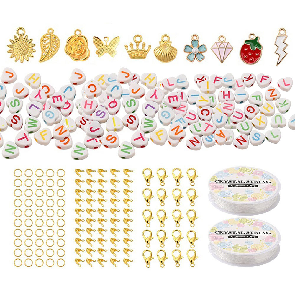 DIY Jewelry set accessories with locks, finishes, charms elastics etc. approx. 350 parts