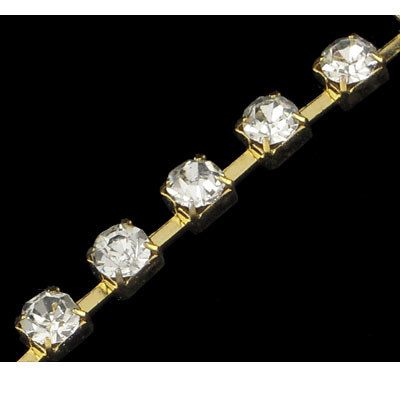 Cupchain, rhinestone, gilded, 4mm, 50cm.