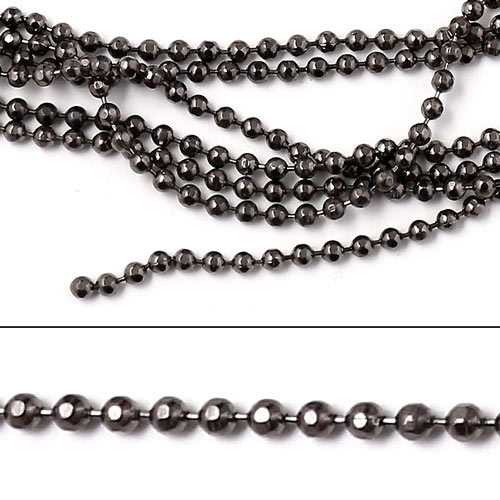 Ball chain, full spool, faceted, gunmetal, with connectors, 1.2mm, 90m