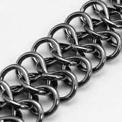 Armour chain, 3-row, dark gunmetal, 12x6x1mm, 50cm. Delivered in one piece when buying several pieces.