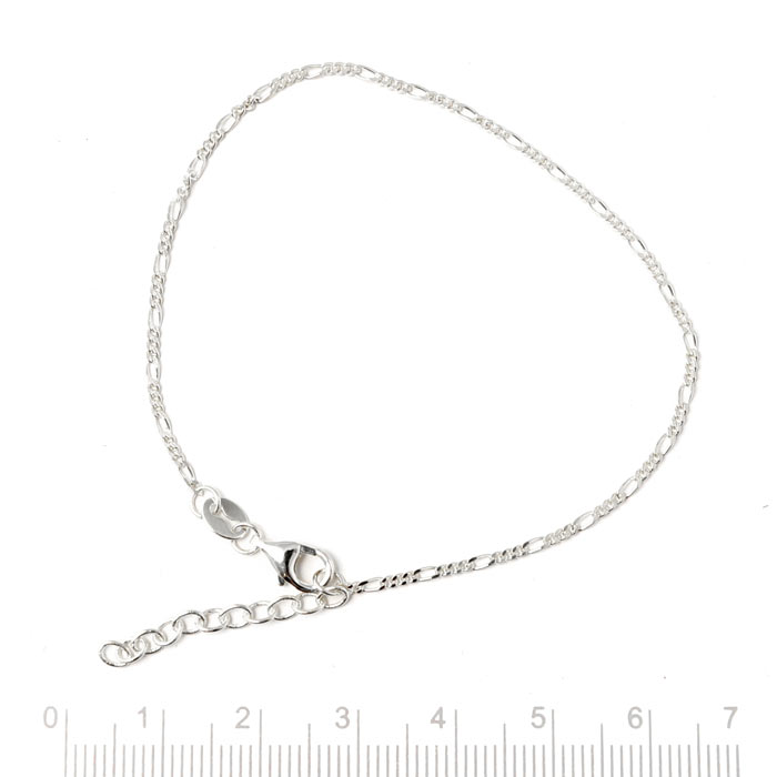 Bracelet, Figaro cable chain with facets, Sterling silver, wire 0.4mm, adjustable length 18-21cm