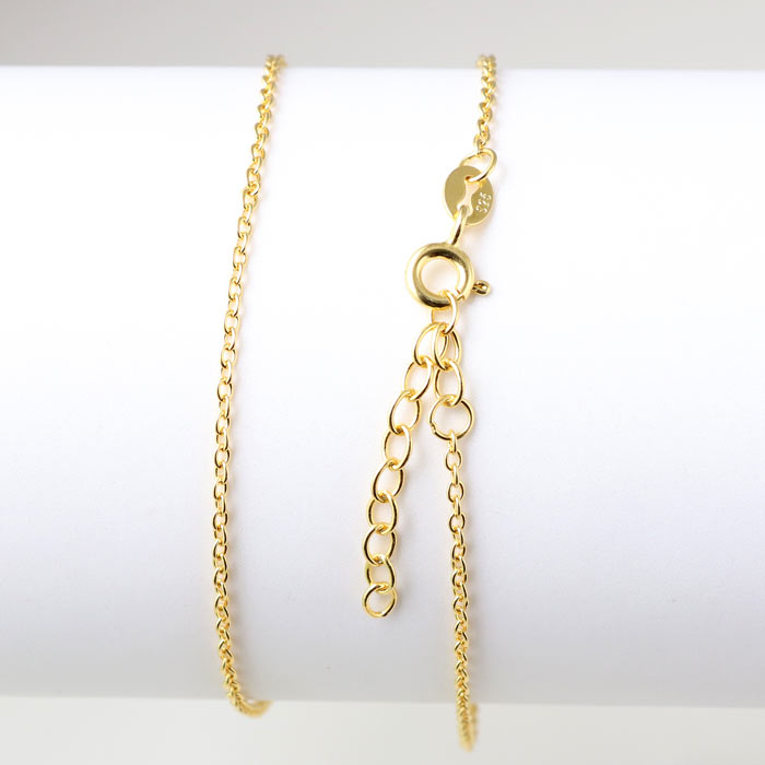 Bracelet, Cable chain, AR35, gold-plated silver, wire 0.35mm, adjustable length 18-21cm