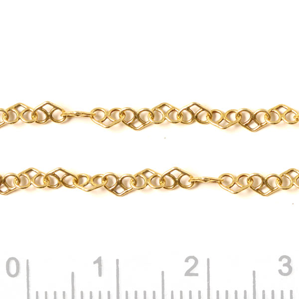 small heart cable chain, gilded sterling silver, link dimensions 2.5x4x0.4mm, 50cm