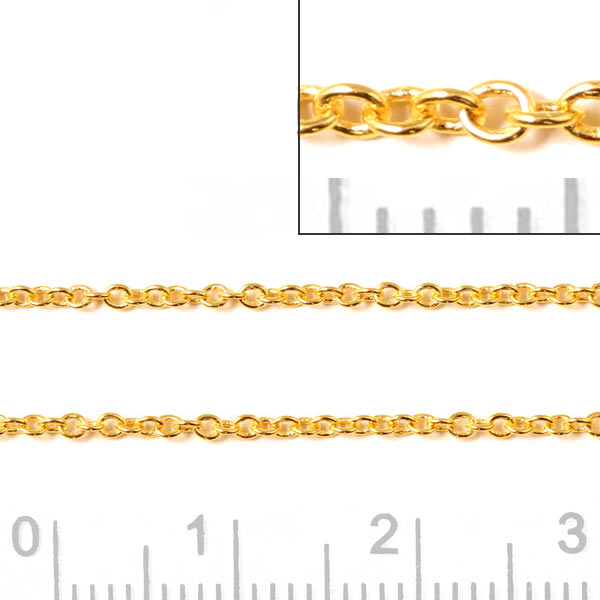 Necklace, Cable chain, AR35, gilded silver, wire thickness 0.35mm, adjustable length 41-44cm