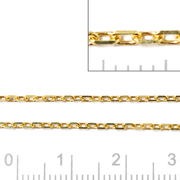 Cable chain, 4-side facetted links, gilded silver, wire thickness 0.45m, joint width 1.4mm, 50cm