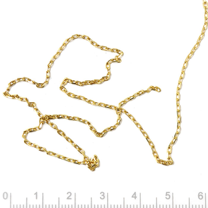 Cable chain, 4-side facetted links, gilded silver, wire thickness 0.45m, joint width 1.4mm, 50cm