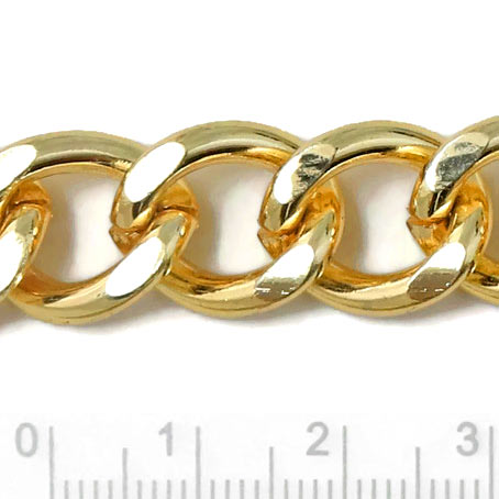 Cable chain, strong, with twisted joints, golden aluminium, 16x11,5mm, 50cm