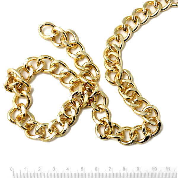Cable chain, strong, with twisted joints, golden aluminium, 16x11,5mm, 50cm
