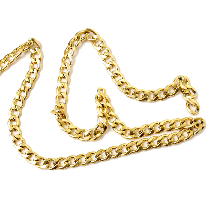 Cable chain, strong, with twisted joints, golden steel, 8x5x1.4mm, 50cm