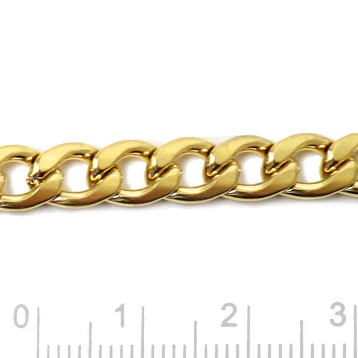 Cable chain, strong, with twisted joints, golden steel, 8x5x1.4mm, 50cm