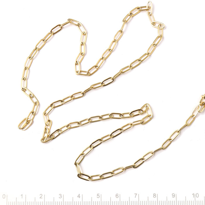 Figaro cable chain, gold-plated stainless steel, link size 8x3.4x0.8mm, 50 cm