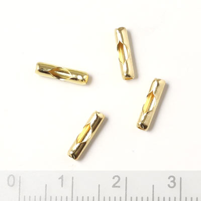 Ball chain connector, long, in gilded silver, fits 1,8-2mm ball chain , 4pcs.