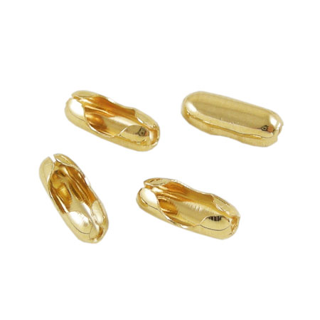 Ball chain connector for 2mm ball chain, gilded brass, 4pcs.