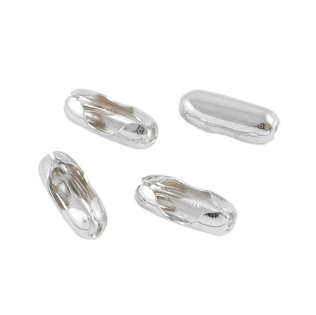 Ball chain connector in sterling silver for 2mm ball chain, 2pcs.