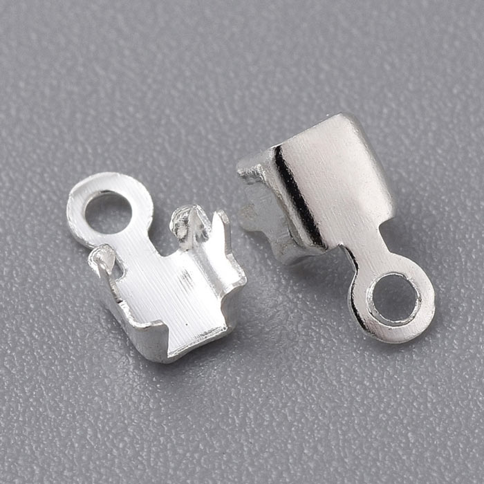 Chain finding for 4mm rhinestone chain, silver plated brass, 6pcs.