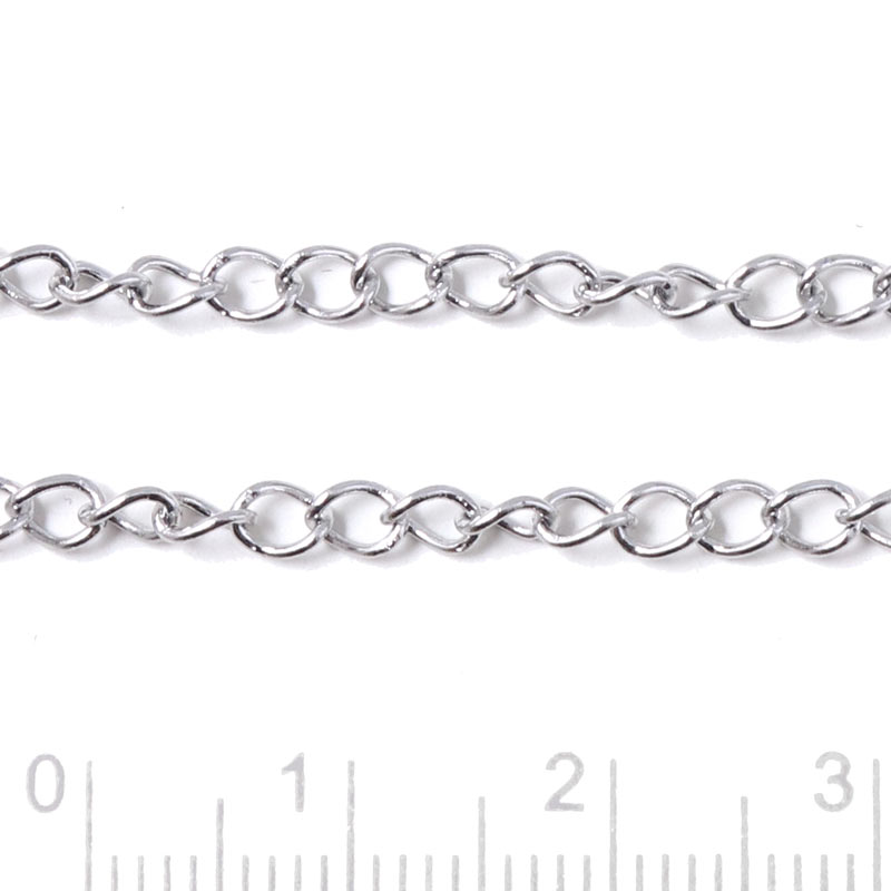 Anchor chain, slightly twisted joints, steel, 4x3x0.6 mm, 1 m