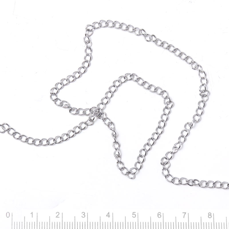 Anchor chain, slightly twisted joints, steel, 4x3x0.6 mm, 1 m