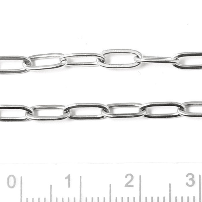 Figaro cable chain, stainless steel, link size 8x3.4x0.8mm, 50 cm