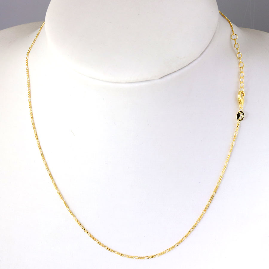 Necklace, Figaro cable with facets, gilded silver, wire 0.4mm, adjustable length 41-44cm