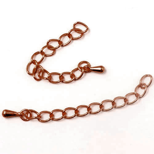 Jewelry chain extender with ball, antique copper plated, 6 cm, 4pcs
