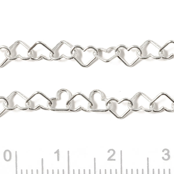 Heart cable chain, silver, link size 5.6x4.4x0.6mm, 50cm, 