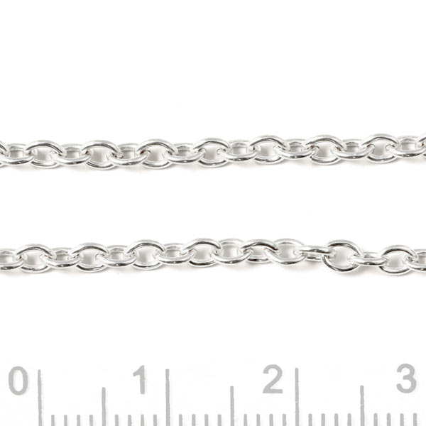 Cable chain, AR60, silver, wire 0.6mm, link width 2.7mm, link length 3.5mm, 50cm