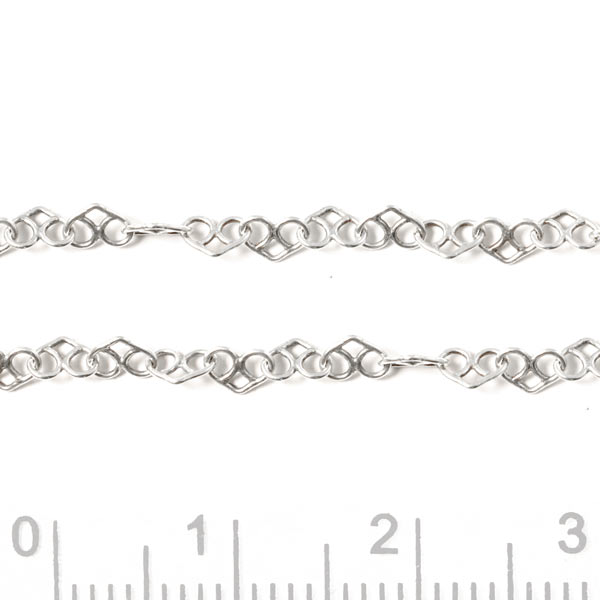 small Heart cable chain, Sterling silver, link dimensions 2.5x4x0.4mm, 50cm