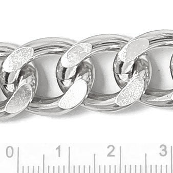 Cable chain, strong, with twisted joints, silvery aluminium, 18x15x3.5mm, 50cm