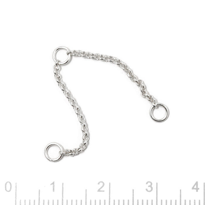 Jewelry chain extender with 3 jumprings, silver, length 6 cm, 1pc