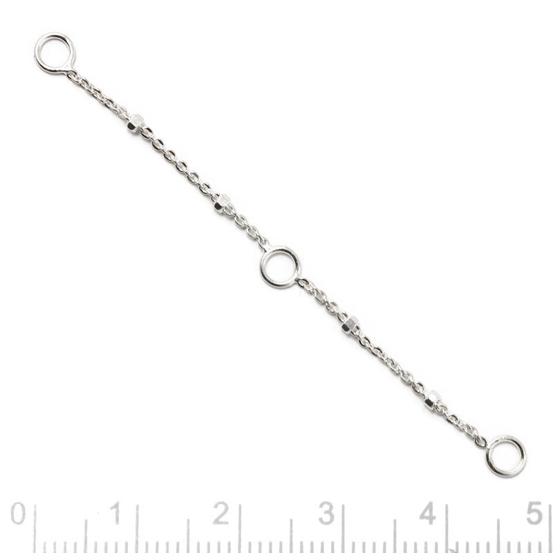 Jewelry chain extender, saturn chain, 3 jumprings, silver, length 6 cm, 1pc