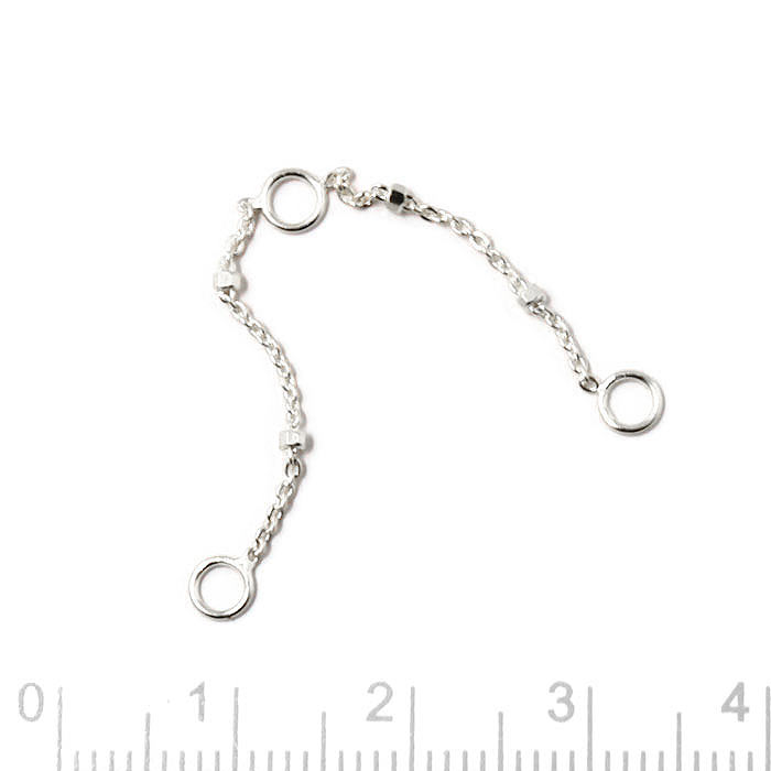 Jewelry chain extender, saturn chain, 3 jumprings, silver, length 6 cm, 1pc
