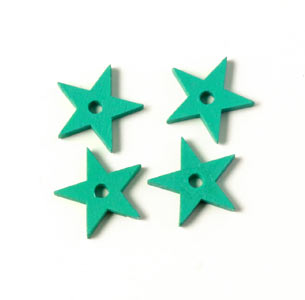 Ceramic star, green-turquoise, with a hole in the middle, 12mm, 2pcs.