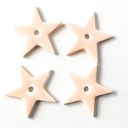 Ceramic star, cream-white, with a hole in the middle, 18mm, 2pcs.
