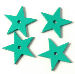 Ceramic star, green-turquoise, with a hole in the middle, 18mm, 2pcs.