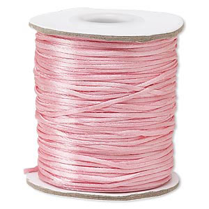 Satin cord, round, pink, ca. 1mm, 2m