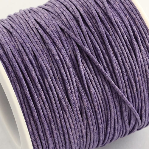 Waxed cotton cord, purple, 1.2mm, 2m