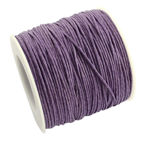 Waxed cotton cord, purple, 1.2mm, 2m