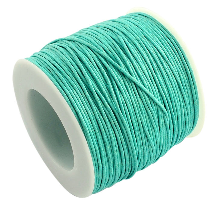 Waxed cotton cord, Aquamarine-green, thickness 1.2mm, 2m