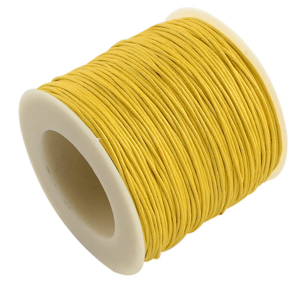 Waxed cotton cord, yellow, 1.2mm, spool, 74m