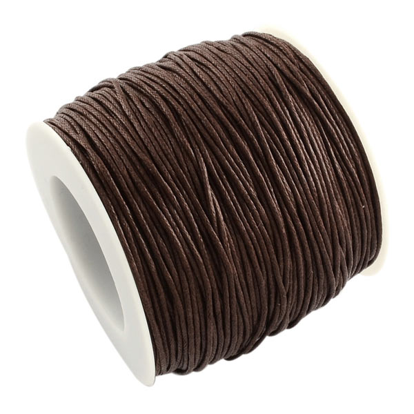 Waxed cotton cord, dark coconut brown, 1.2mm, 2m