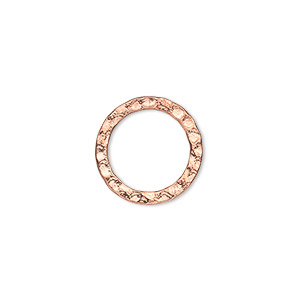 Planished ring, copper-finished steel, round, 16mm, 2pcs.