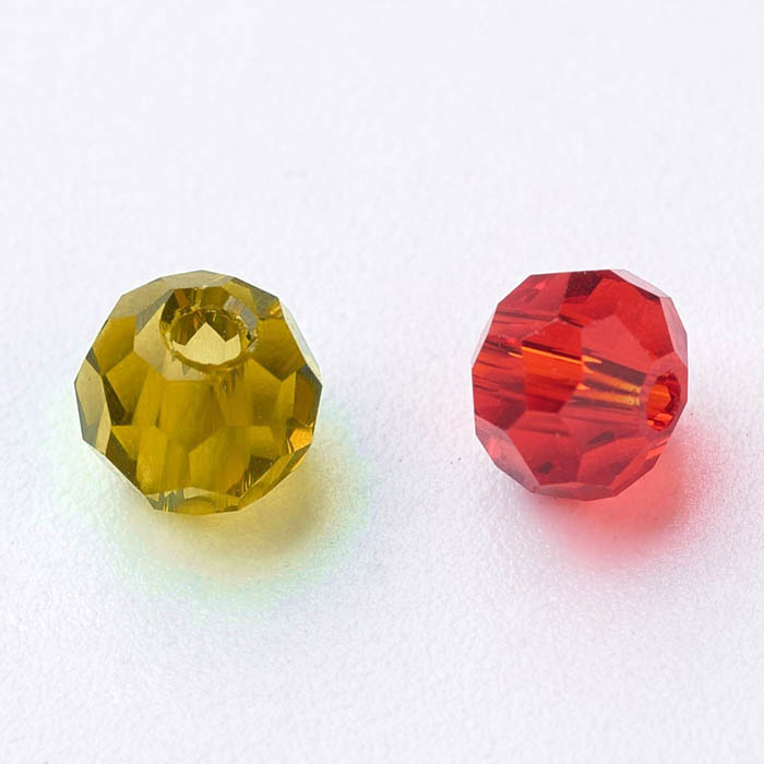 Celestial crystal, facetted, round, mixed colors, 4mm, 50pcs.