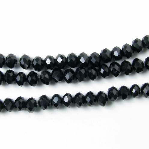 celestial crystal, complete strand, black, 6x4mm, ca. 90pcs.