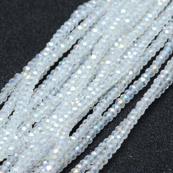 Celestial crystal, full strand, transparent, Rondelle, ca. 3x2 mm, 190pcs.